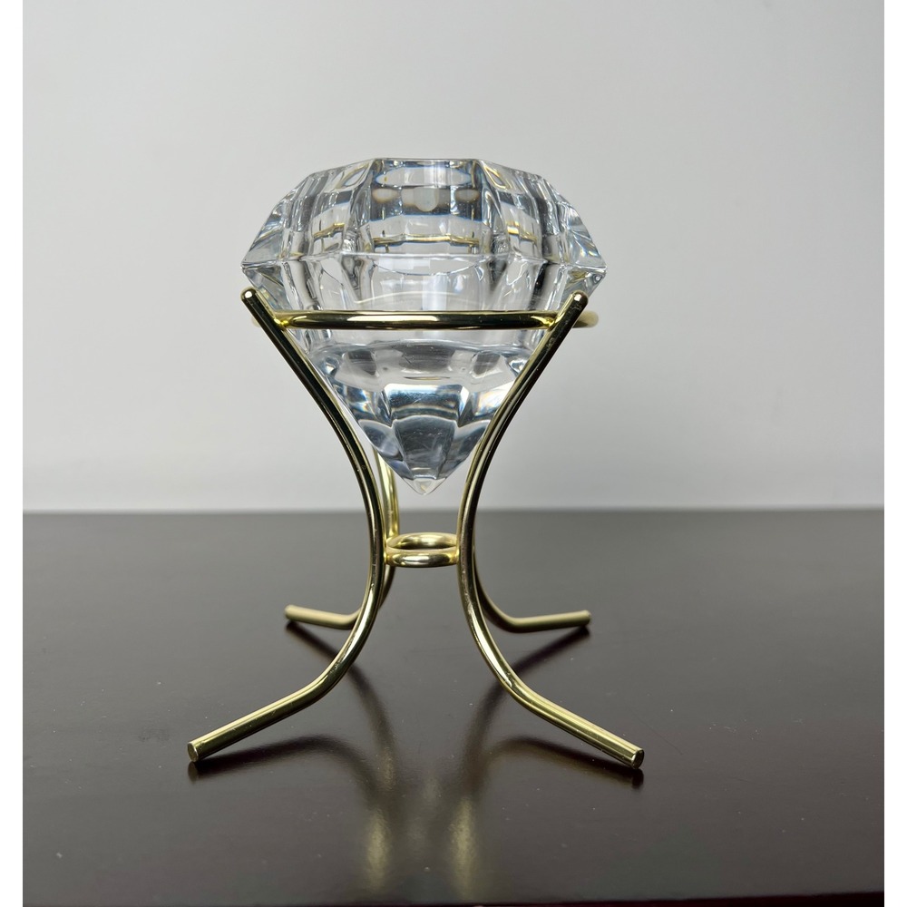 PartyLite Crystal Votive Candle Holder Gold Metal Stand Made in Germany